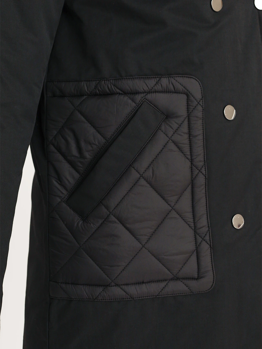 Пальто укороченное двубортное черное на синтепоне